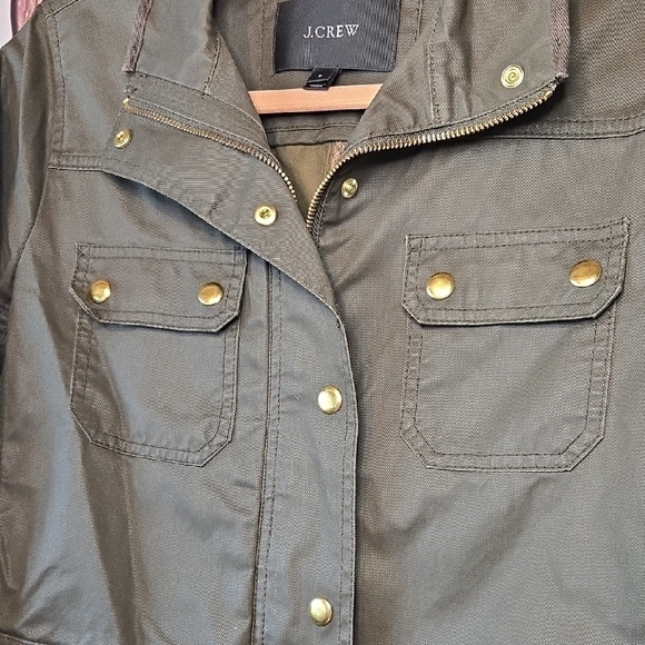J. Crew Dark Green Utility Field Jacket with Gold Button Snaps Size Small - Picture 3 of 8
